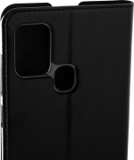 Wave BookCase -suojakotelo, Samsung Galaxy A21s, musta