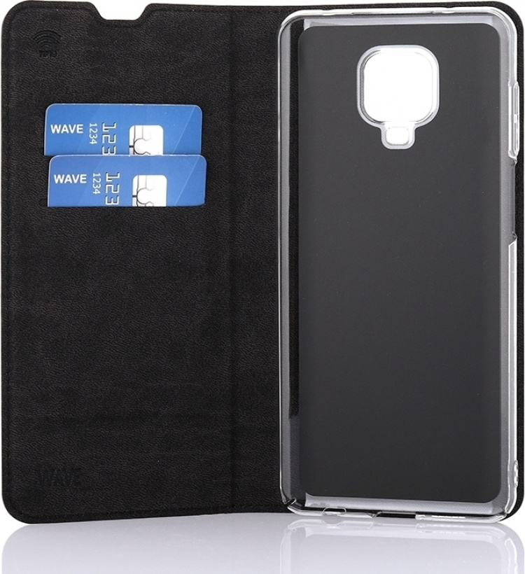 Wave BookCase -suojakotelo, Xiaomi Redmi Note 9 Pro, musta Wave BookCase -suojakotelo, Xiaomi Redmi Note 9 Pro, musta