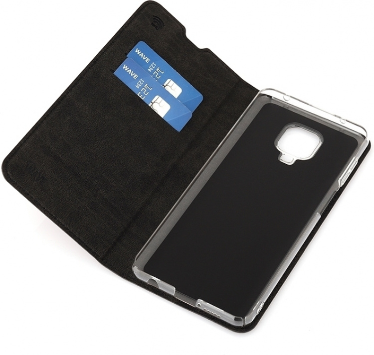 Wave BookCase -suojakotelo, Xiaomi Redmi Note 9 Pro, musta Wave BookCase -suojakotelo, Xiaomi Redmi Note 9 Pro, musta