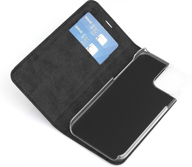 Wave BookCase suojakotelo, iPhone 12 Pro / iPhone 12, musta