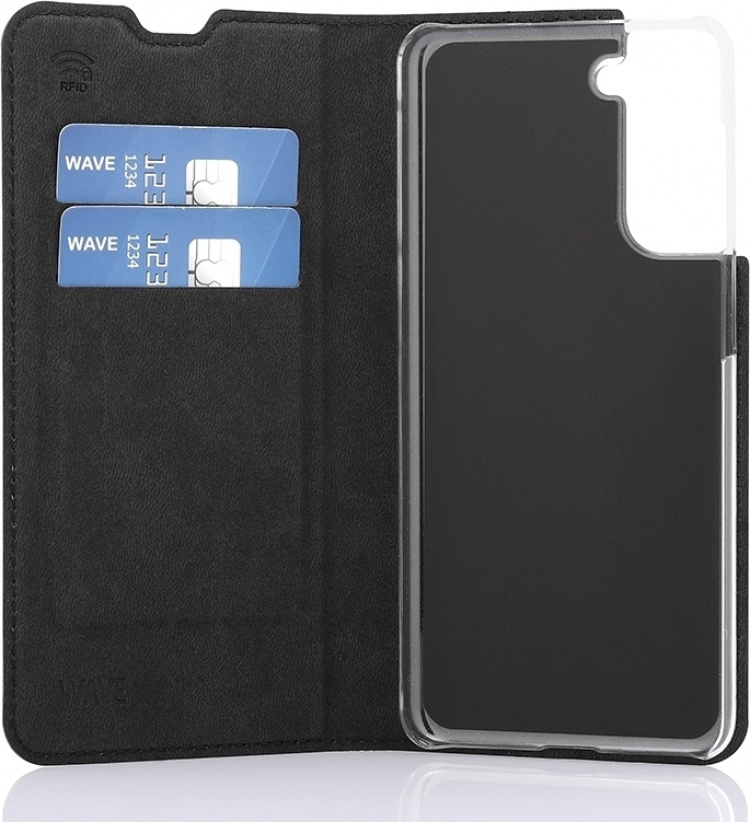Wave BookCase -suojakotelo, Samsung Galaxy S21, musta Wave BookCase -suojakotelo, Samsung Galaxy S21, musta