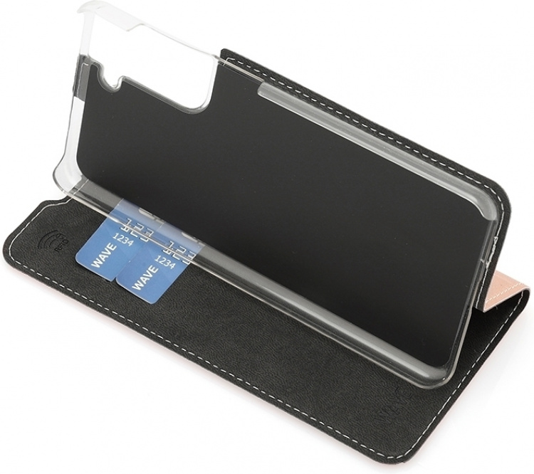 Wave BookCase -suojakotelo, Samsung Galaxy S21, ruusukulta Wave BookCase -suojakotelo, Samsung Galaxy S21, ruusukulta