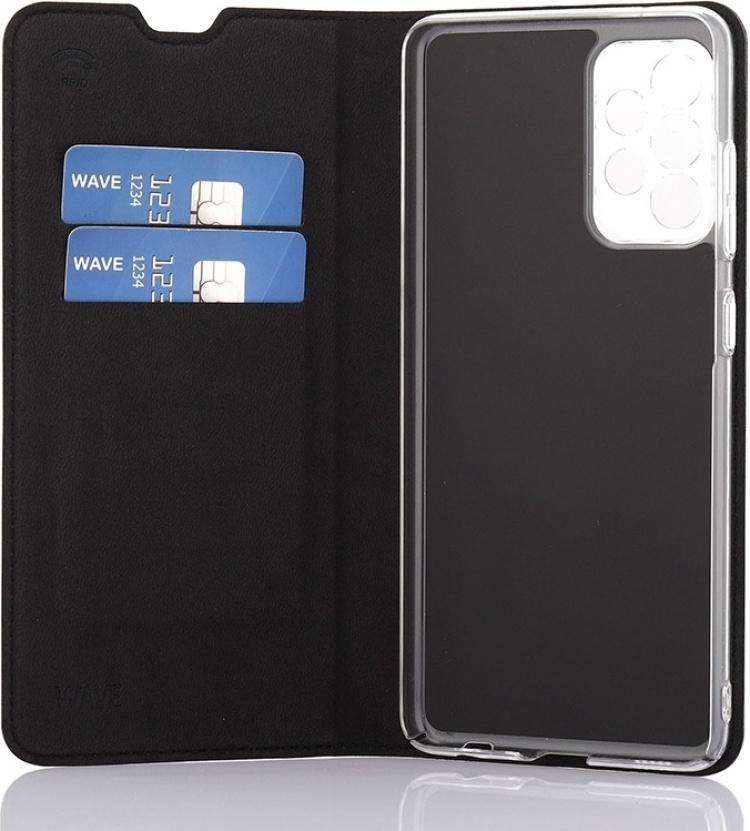 Wave BookCase -suojakotelo, Samsung Galaxy A52 / A52 5G / A52s, musta Wave BookCase -suojakotelo, Samsung Galaxy A52 / A52 5G / A52s, musta