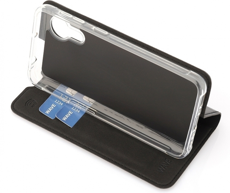 Wave BookCase -suojakotelo, Samsung Galaxy Xcover 5, musta Wave BookCase -suojakotelo, Samsung Galaxy Xcover 5, musta