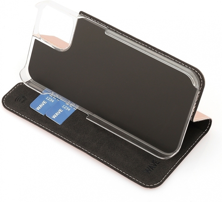 Wave BookCase -suojakotelo, iPhone 13, ruusukulta