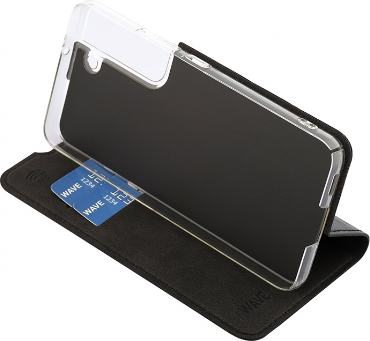 Wave BookCase -suojakotelo, Samsung Galaxy S22 5G, musta