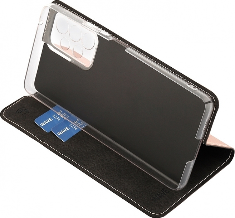 Wave BookCase -suojakotelo, Samsung Galaxy A53 5G, ruusukulta
