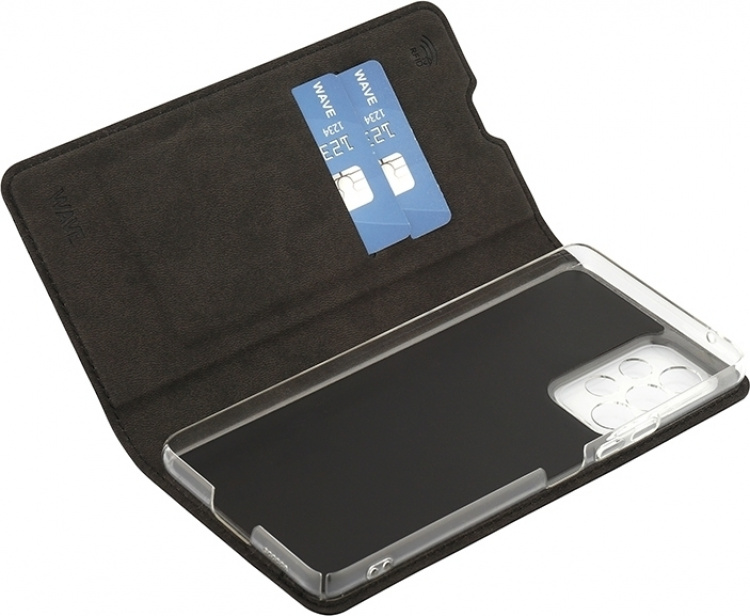 Wave BookCase -suojakotelo, Samsung Galaxy A53 5G, musta