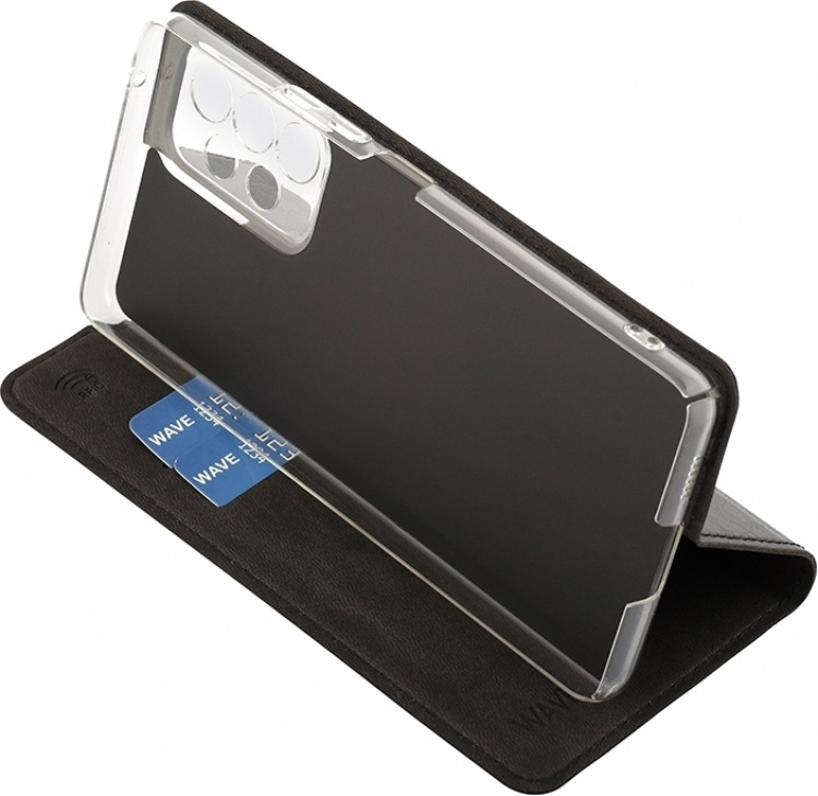 Wave BookCase -suojakotelo, Samsung Galaxy A53 5G, musta