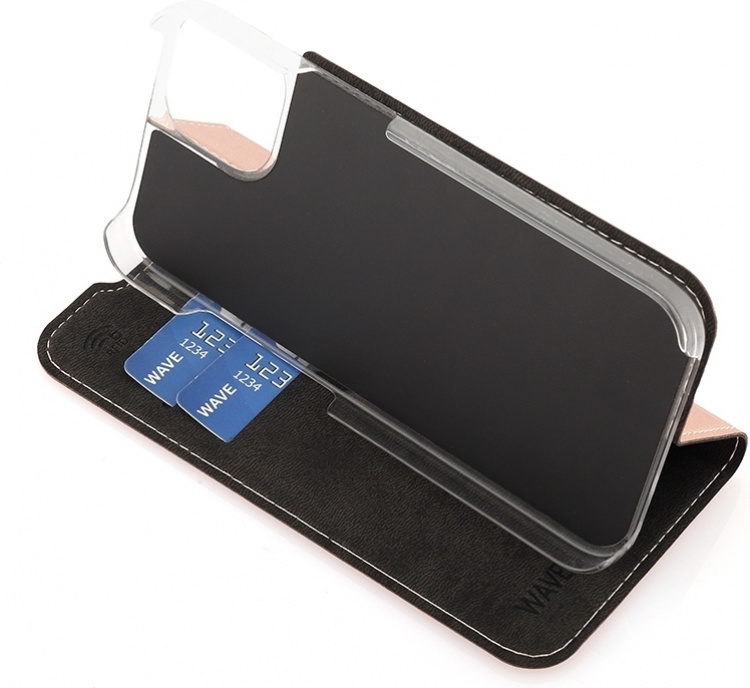 Wave BookCase -suojakotelo, iPhone 14, ruusukulta