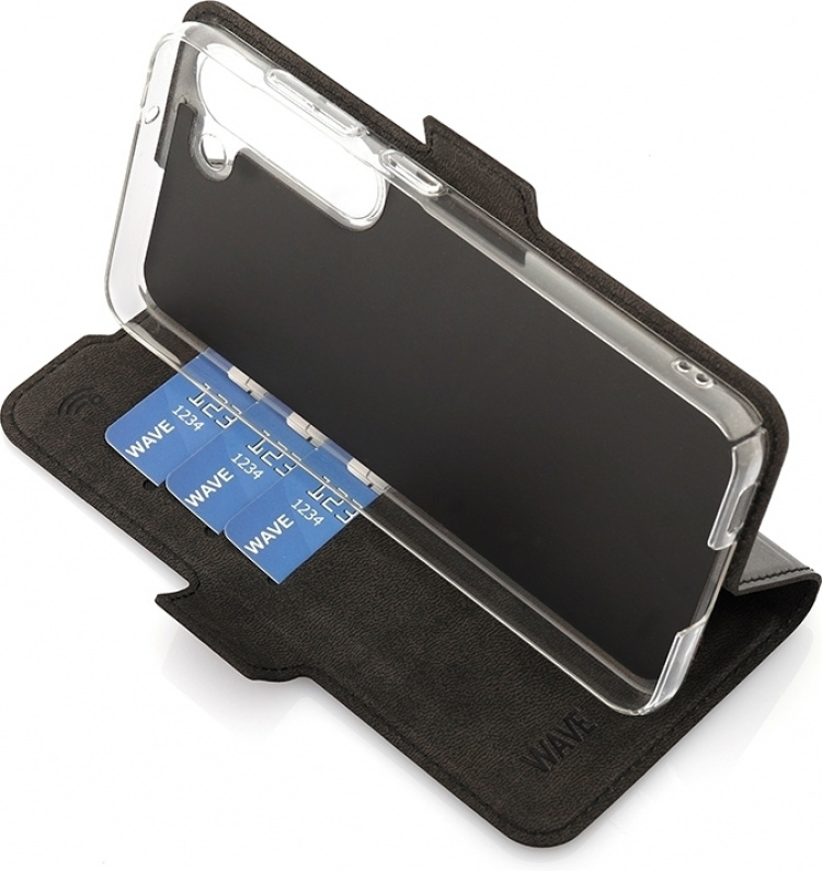 Wave BookCase -suojakotelo, Samsung Galaxy S23, musta