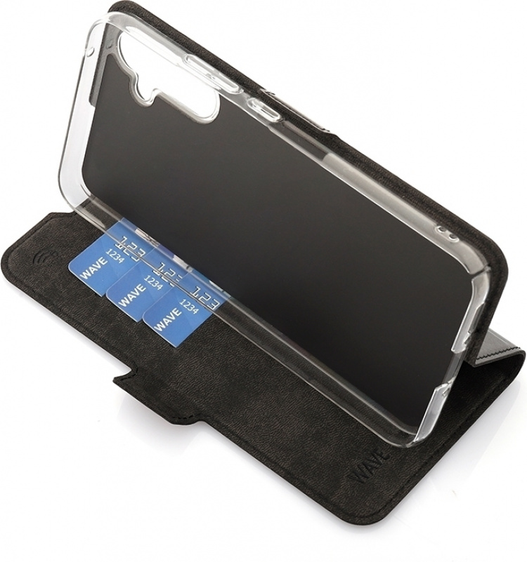 Wave BookCase -suojakotelo, Samsung Galaxy A34 5G, musta Wave BookCase -suojakotelo, Samsung Galaxy A34 5G, musta