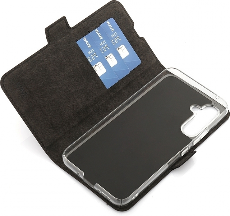 Wave BookCase -suojakotelo, Samsung Galaxy A54 5G, musta