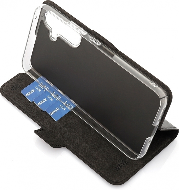 Wave BookCase -suojakotelo, Samsung Galaxy A54 5G, musta