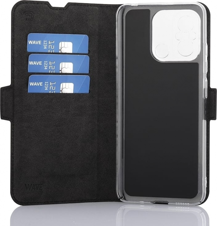 Wave BookCase -suojakotelo, Xiaomi Redmi 12C, musta