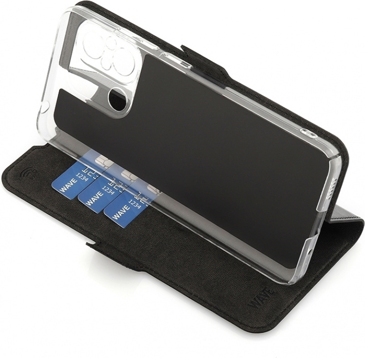 Wave BookCase -suojakotelo, Xiaomi Redmi 12C, musta