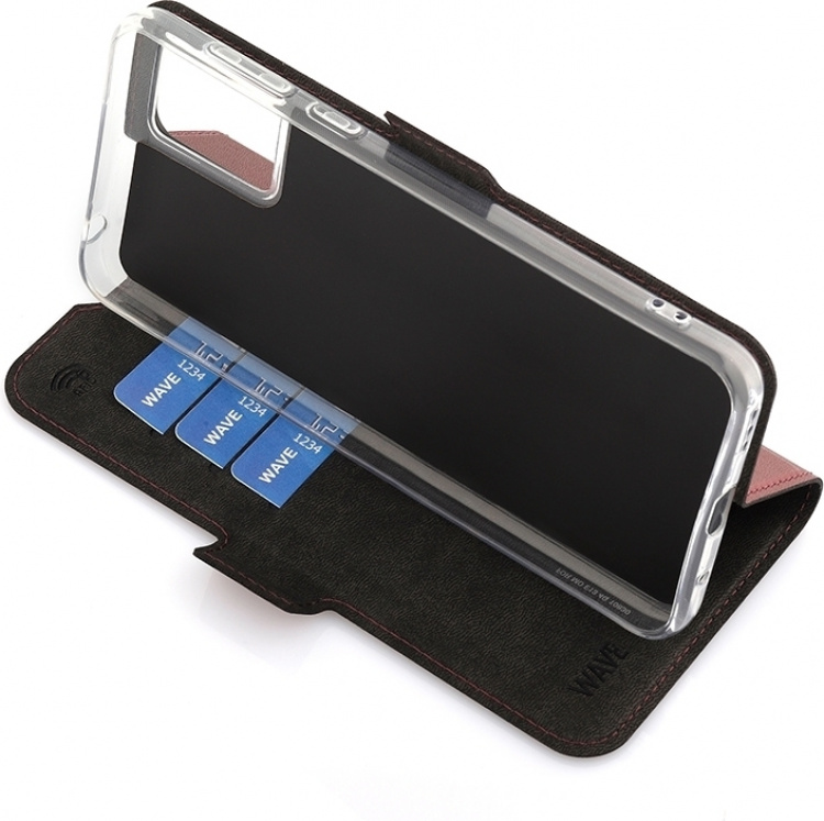 Wave BookCase -suojakotelo, Motorola Moto E13, Smoky Sangria