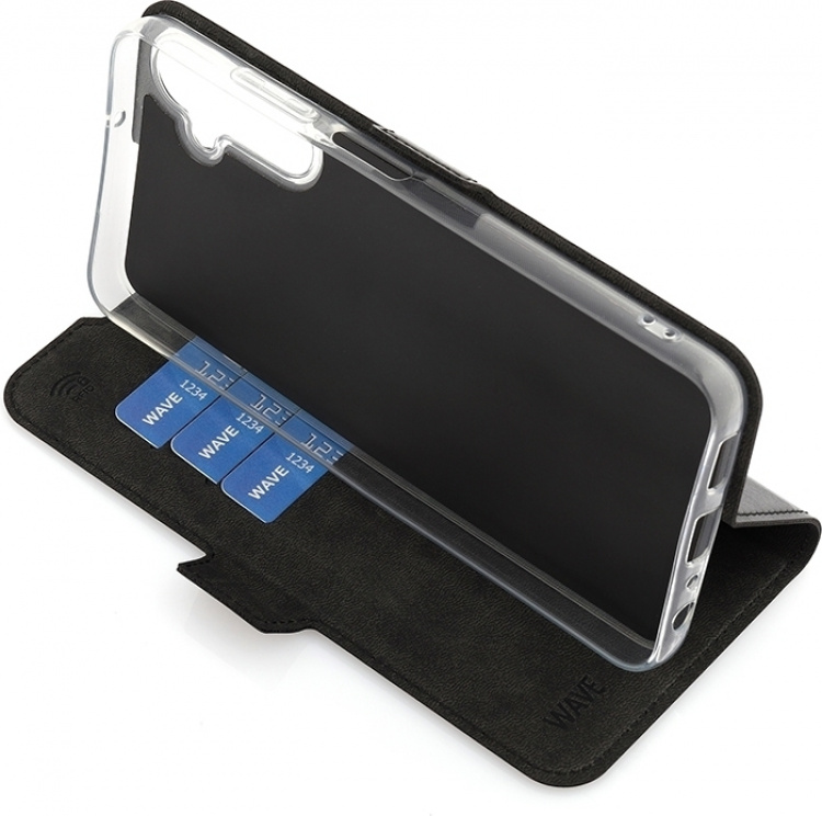 Wave BookCase -suojakuori, Samsung Galaxy A05s, musta