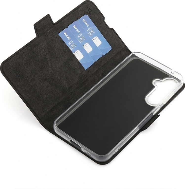 Wave BookCase -suojakotelo, Samsung Galaxy S23 FE 5G, musta Wave BookCase -suojakotelo, Samsung Galaxy S23 FE 5G, musta