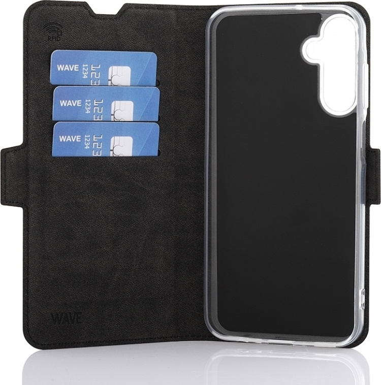 Wave BookCase -suojakuori, Samsung Galaxy A15, musta