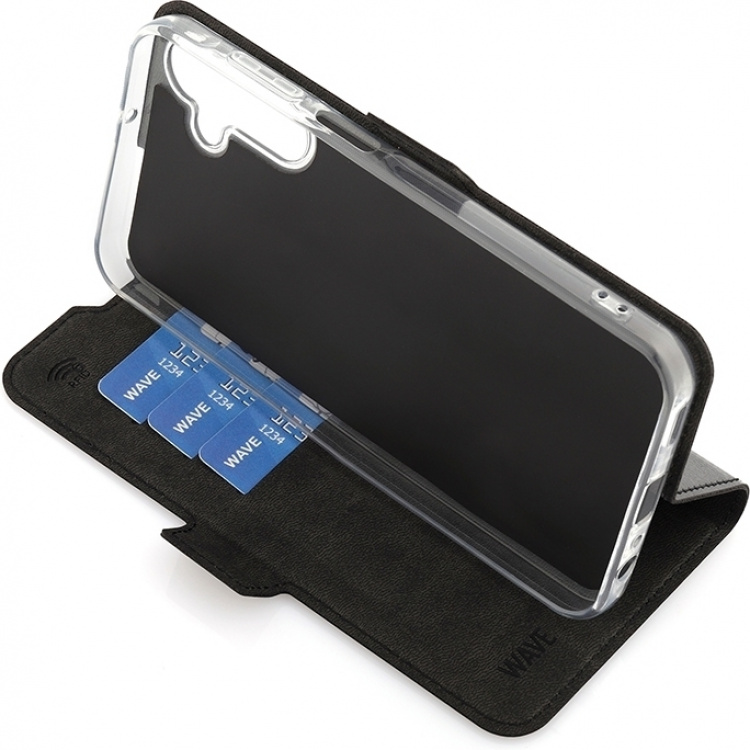 Wave BookCase -suojakuori, Samsung Galaxy A15, musta