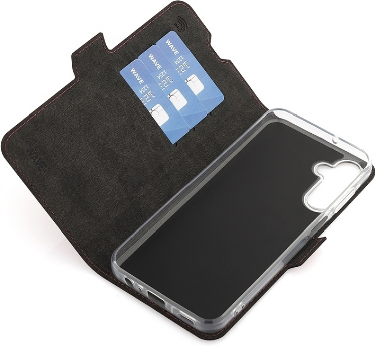 Wave BookCase -suojakuori, Samsung Galaxy A15, Smoky Sangria