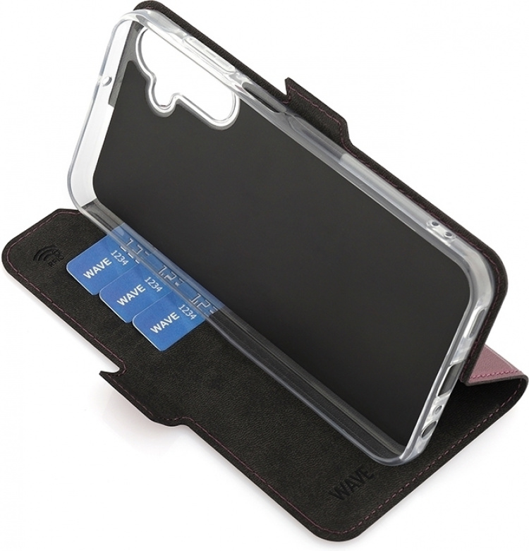 Wave BookCase -suojakuori, Samsung Galaxy A15, Smoky Sangria