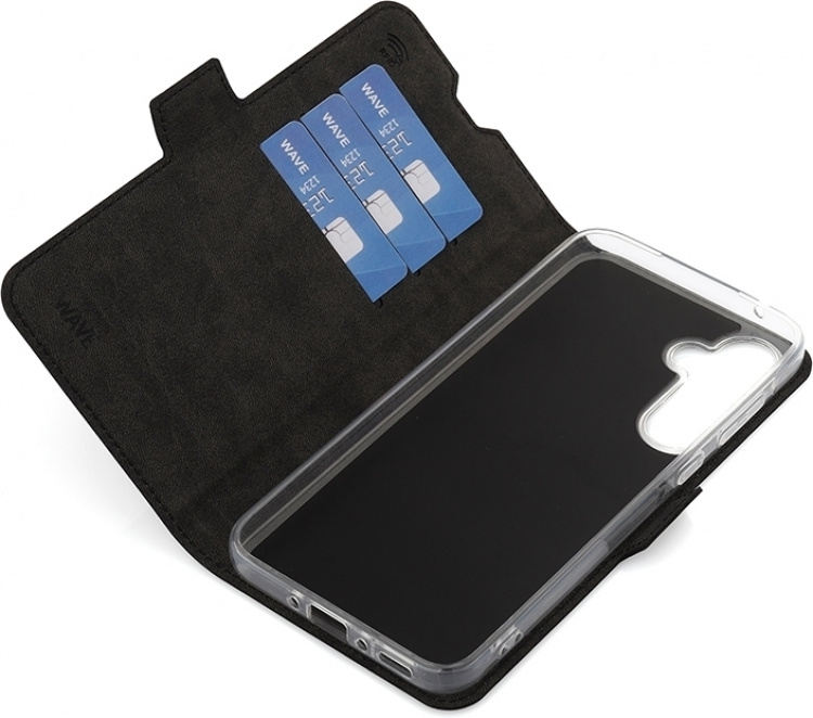 Wave BookCase -suojakuori, Samsung Galaxy A35 5G, musta Wave BookCase -suojakuori, Samsung Galaxy A35 5G, musta