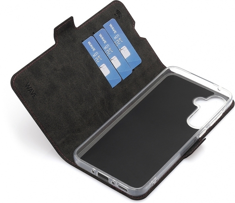 Wave BookCase -suojakuori, Samsung Galaxy A35 5G, Smoky Sangria