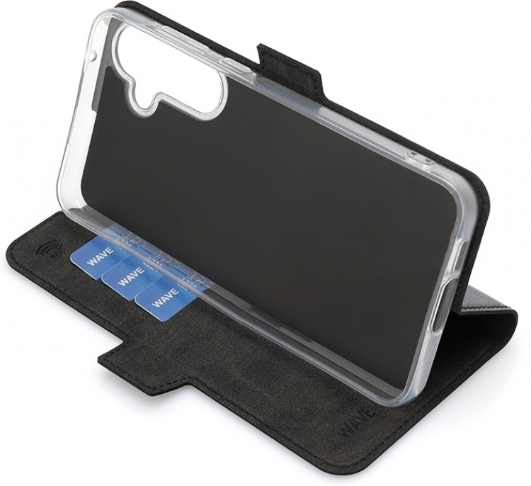 Wave BookCase -suojakuori, Samsung Galaxy A55 5G, musta