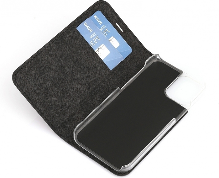 Wave BookCase suojakotelo, iPhone 12 mini, musta