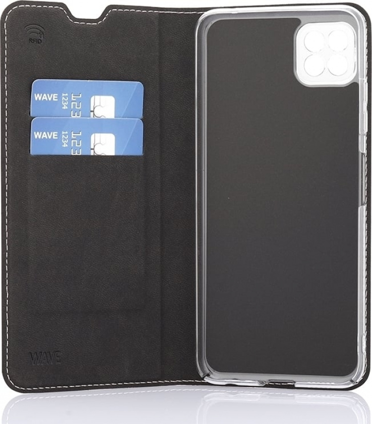 Wave BookCase -suojakotelo, Samsung Galaxy A22 5G, ruusukulta