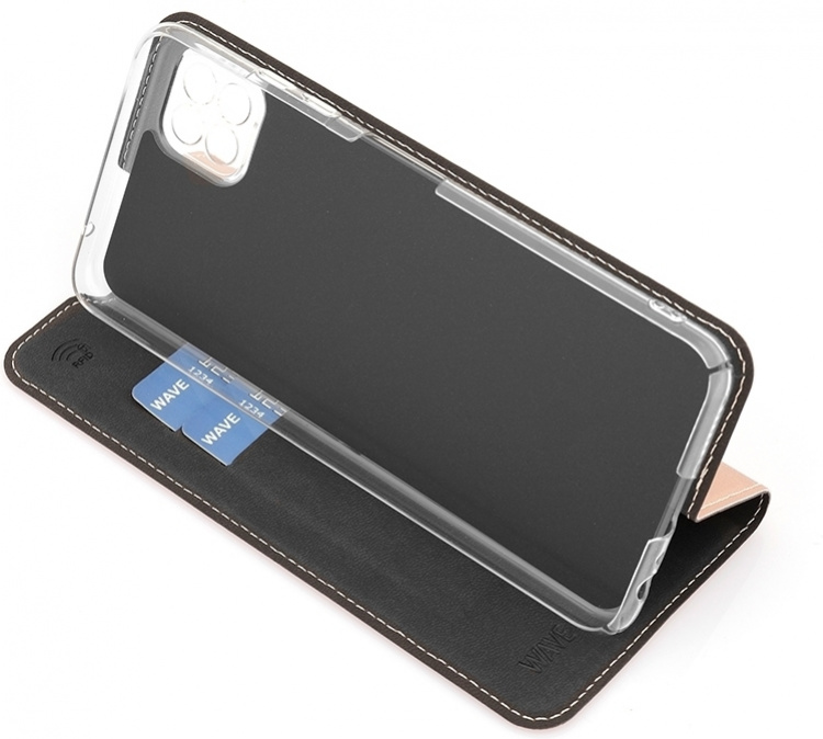 Wave BookCase -suojakotelo, Samsung Galaxy A22 5G, ruusukulta