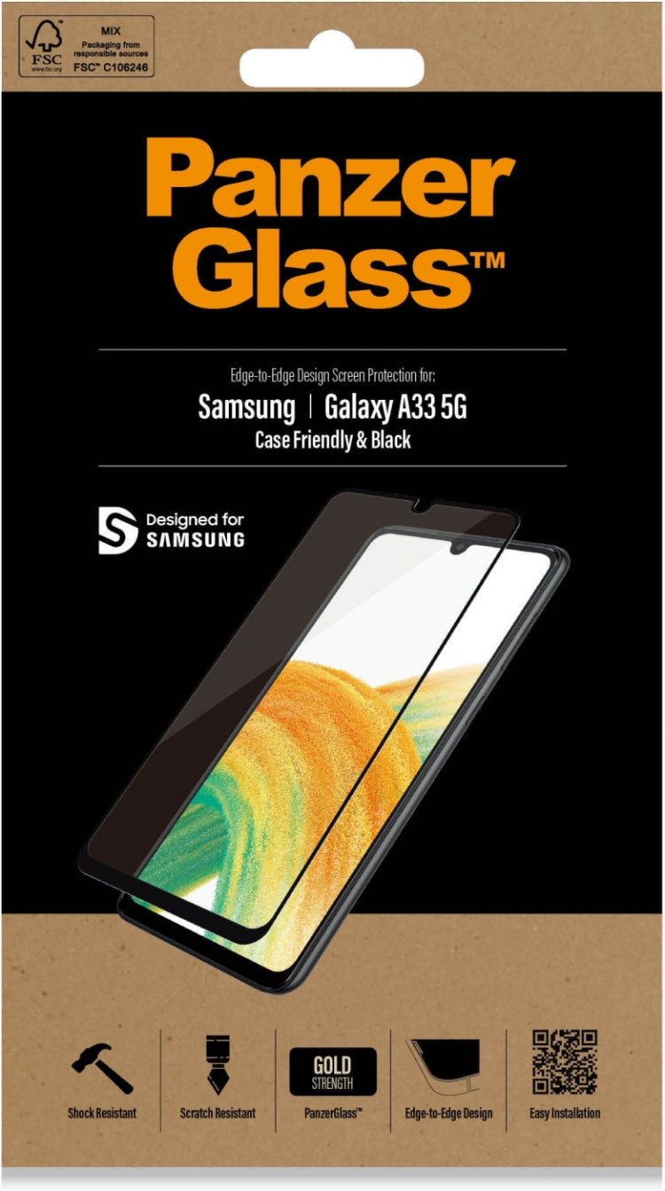 PanzerGlass panssarilasi, Samsung Galaxy A33 5G, musta kehys PanzerGlass panssarilasi, Samsung Galaxy A33 5G, musta kehys