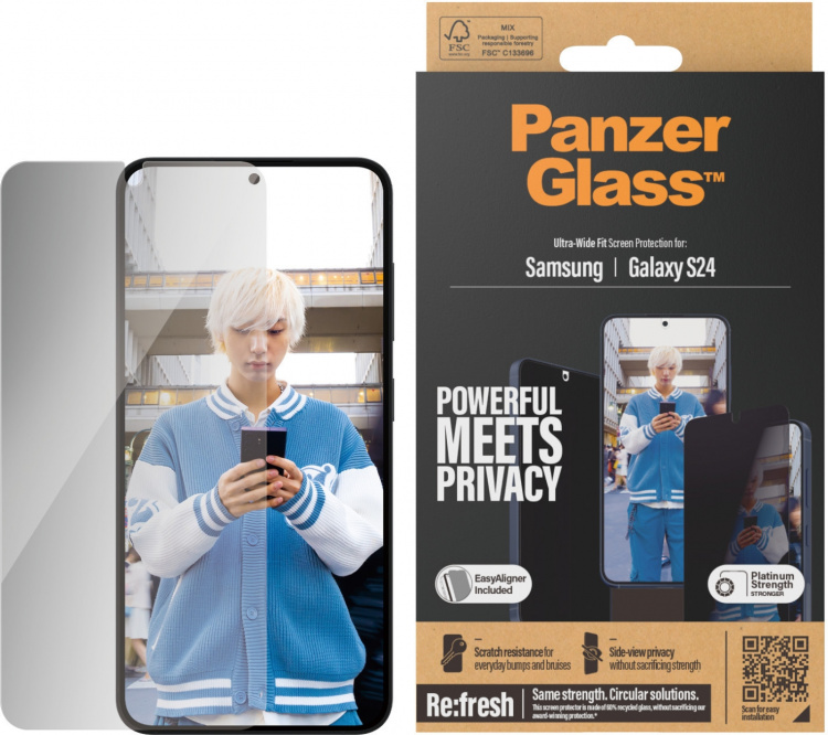 PanzerGlass Privacy Ultra Wide Fit -panssarilasi, Samsung Galaxy S24