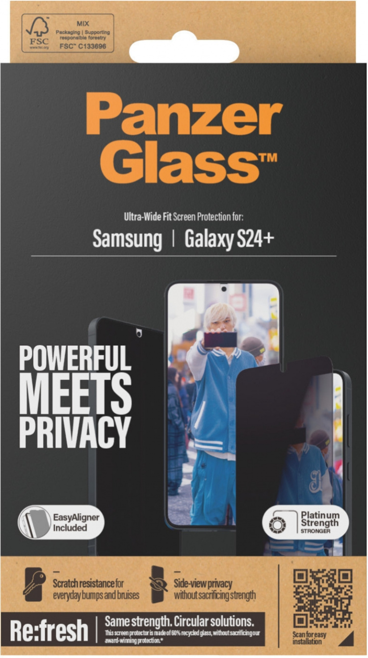 PanzerGlass Privacy Ultra Wide Fit -panssarilasi, Samsung Galaxy S24+ PanzerGlass Privacy Ultra Wide Fit -panssarilasi, Samsung Galaxy S24+