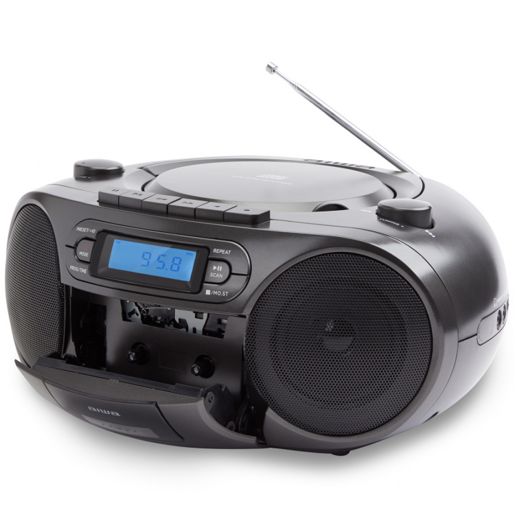 AIWA Kassettradio CD/FM-radio/Kassettband/USB/BT Svart AIWA Kassettradio CD/FM-radio/Kassettband/USB/BT Svart