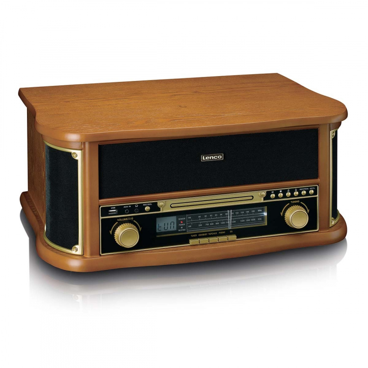 Lenco Puinen retro-levysoitin, jossa on Bluetooth® AM/FM-radio USB-koodaus CD-soitin, kasettisoitin ja sisäänrakennetut kaiuttimet Lenco Puinen retro-levysoitin, jossa on Bluetooth® AM/FM-radio USB-koodaus CD-soitin, kasettisoitin ja sisäänrakennetut kaiuttimet