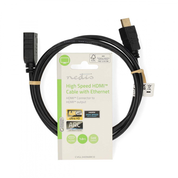 Nedis High Speed HDMI ™ Kaapeli Ethernet | HDMI™ liitin | HDMI™ Ulostulo | 4K@60Hz | ARC | 10.2 Gbps | 1.00 m | Pyöreä | PVC | Musta | Label Nedis High Speed HDMI ™ Kaapeli Ethernet | HDMI™ liitin | HDMI™ Ulostulo | 4K@60Hz | ARC | 10.2 Gbps | 1.00 m | Pyöreä | PVC | Musta | Label