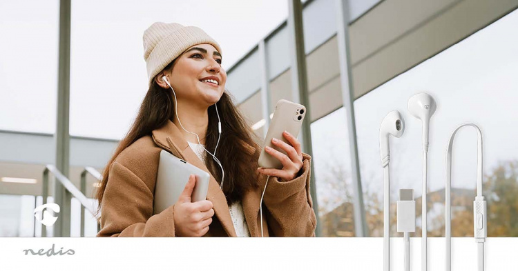 Nedis Langalliset Kuulokkeet | USB-C™ | Kaapelin pituus: 1.20 m | Sisäänrakennettu mikrofoni | Äänenvoimakkuuden Säätö | Valkoinen Nedis Langalliset Kuulokkeet | USB-C™ | Kaapelin pituus: 1.20 m | Sisäänrakennettu mikrofoni | Äänenvoimakkuuden Säätö | Valkoinen