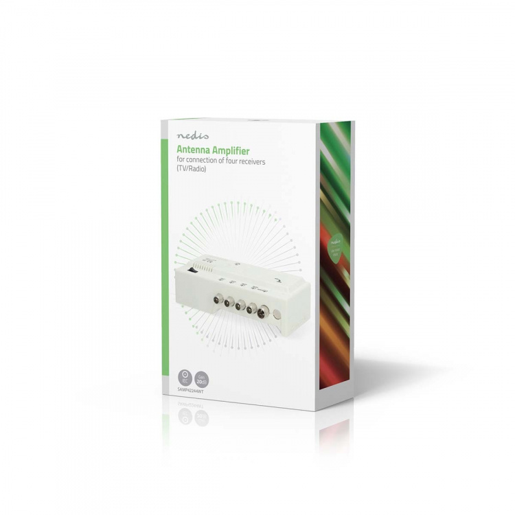 Nedis TV Vahvistin | Vahvistus: 20 dB | 47 - 694 MHz | Lähtöliitäntöjen määrä: 4 | Vahvistuksensäätö | Valkoinen