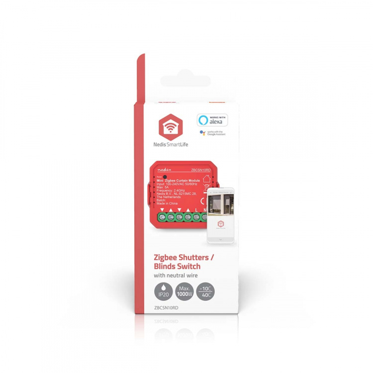 Nedis SmartLife-sisäänrakennettu Moduuli | Sälekaihtimet / kaihtimet | 1000 W | Terminaaliliitin | Sovellus saatavana kohteeseen: Android™ / IOS Nedis SmartLife-sisäänrakennettu Moduuli | Sälekaihtimet / kaihtimet | 1000 W | Terminaaliliitin | Sovellus saatavana kohteeseen: Android™ / IOS