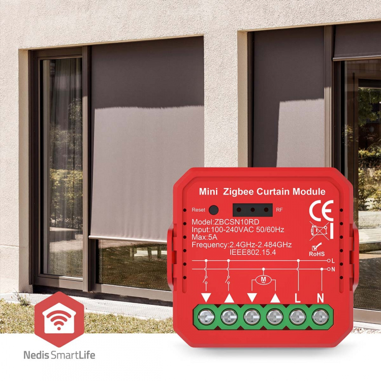 Nedis SmartLife-sisäänrakennettu Moduuli | Sälekaihtimet / kaihtimet | 1000 W | Terminaaliliitin | Sovellus saatavana kohteeseen: Android™ / IOS Nedis SmartLife-sisäänrakennettu Moduuli | Sälekaihtimet / kaihtimet | 1000 W | Terminaaliliitin | Sovellus saatavana kohteeseen: Android™ / IOS