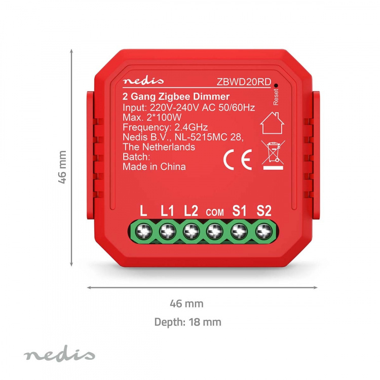 Nedis SmartLife-sisäänrakennettu Moduuli | Double Triac Dimmer | 2 x 100 W | Terminaaliliitin | Sovellus saatavana kohteeseen: Android™ / IOS Nedis SmartLife-sisäänrakennettu Moduuli | Double Triac Dimmer | 2 x 100 W | Terminaaliliitin | Sovellus saatavana kohteeseen: Android™ / IOS