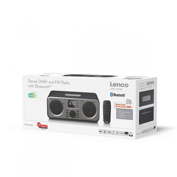 Lenco Stereo DAB+ FM-radio Bluetooth®:llä Musta
