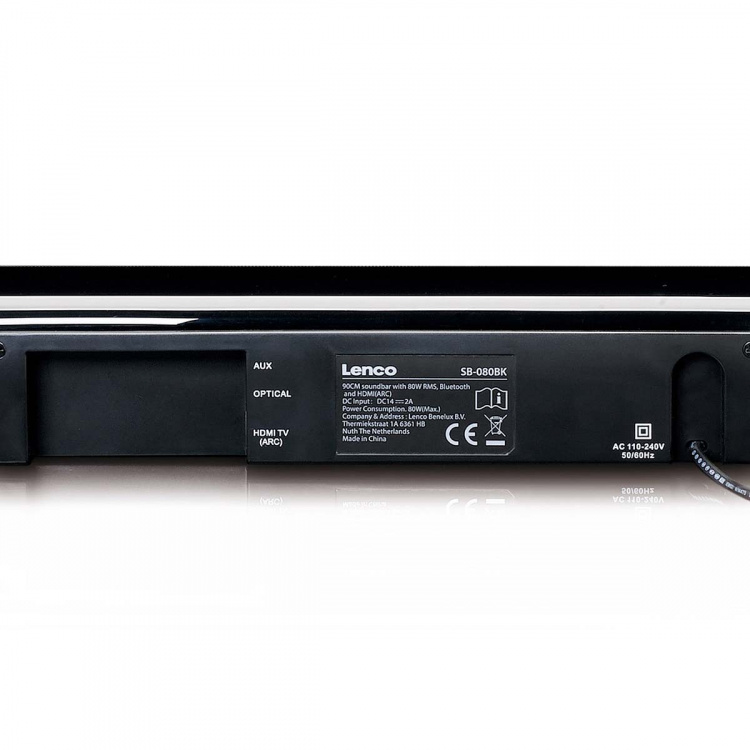 Lenco 90cm Soundbar, jossa 80W RMS Bluetooth® USB Sisäänrakennettu subwoofer ja HDMI (ARC)