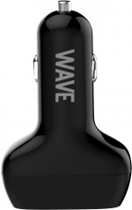 Wave Autolaturi, 1 x USB Type-C + 1 x USB-A 18W+18W, Musta