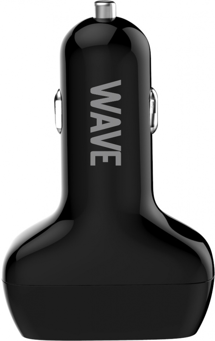 Wave Autolaturi, 1 x USB Type-C + 1 x USB-A 18W+18W, Musta