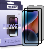 FoneKit Privacy+ Full Cover -panssarilasi, iPhone 13 / 13 Pro / 14, musta