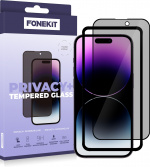 FoneKit Privacy+ Full Cover -panssarilasi, iPhone 14 Pro Max, musta